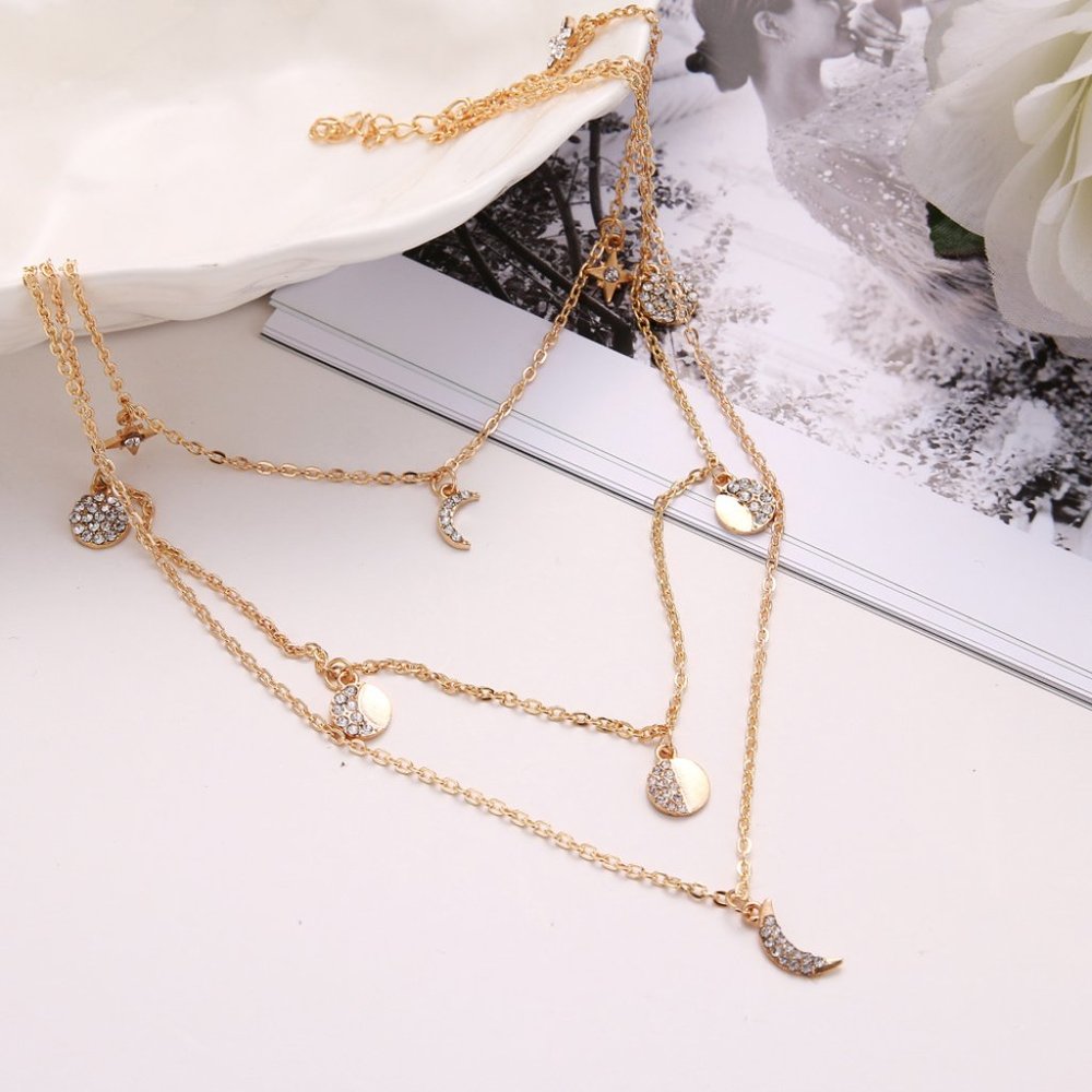 New Moon Crystal Star Necklace. Silver Color - Picture 2 of 3